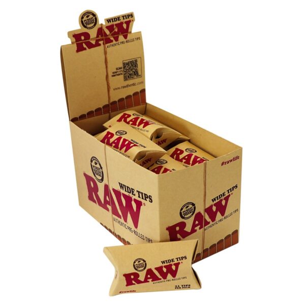 RAW Wide Pre-rolled Unbleached Tips - 20pk - Image 2